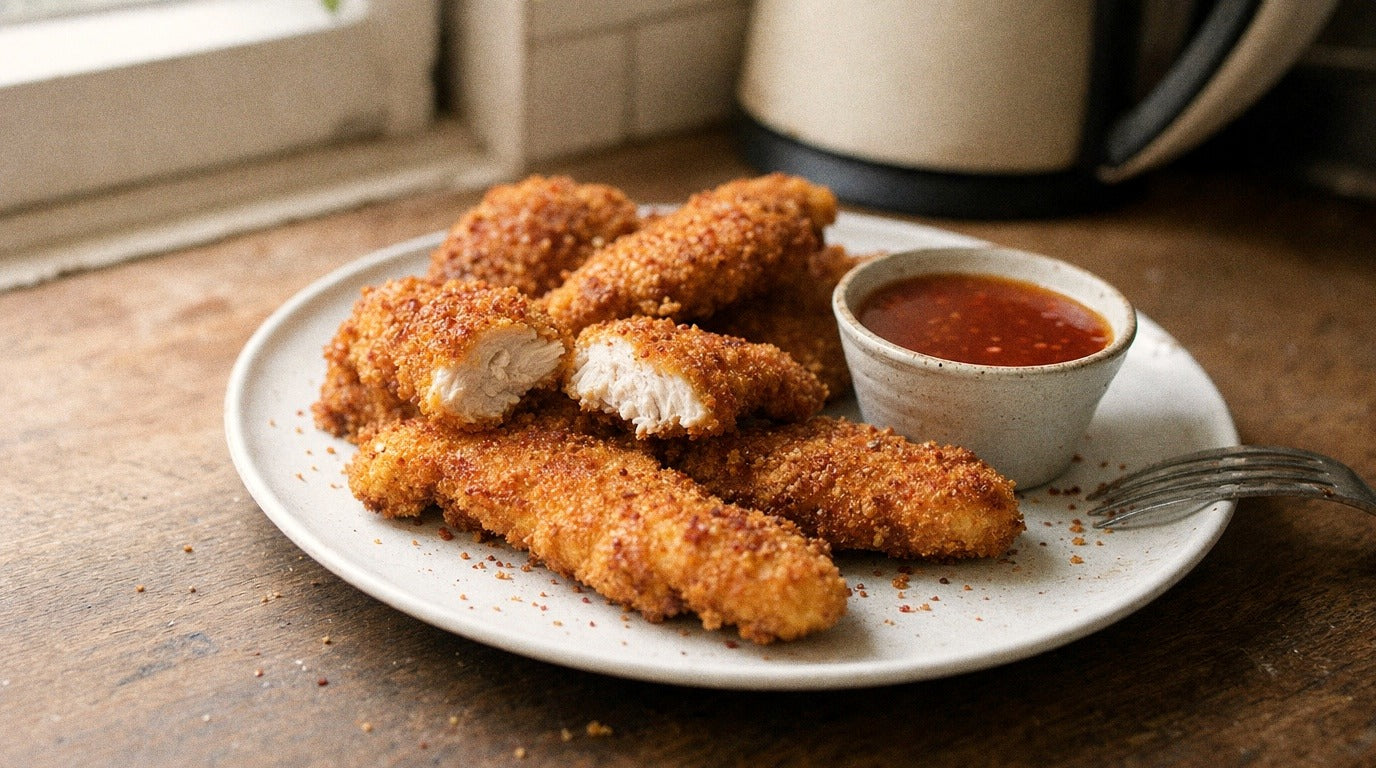 Crispy golden chicken tenders with homemade sweet chilli sauce - Chooki's Chilli Chicken Salt recipe