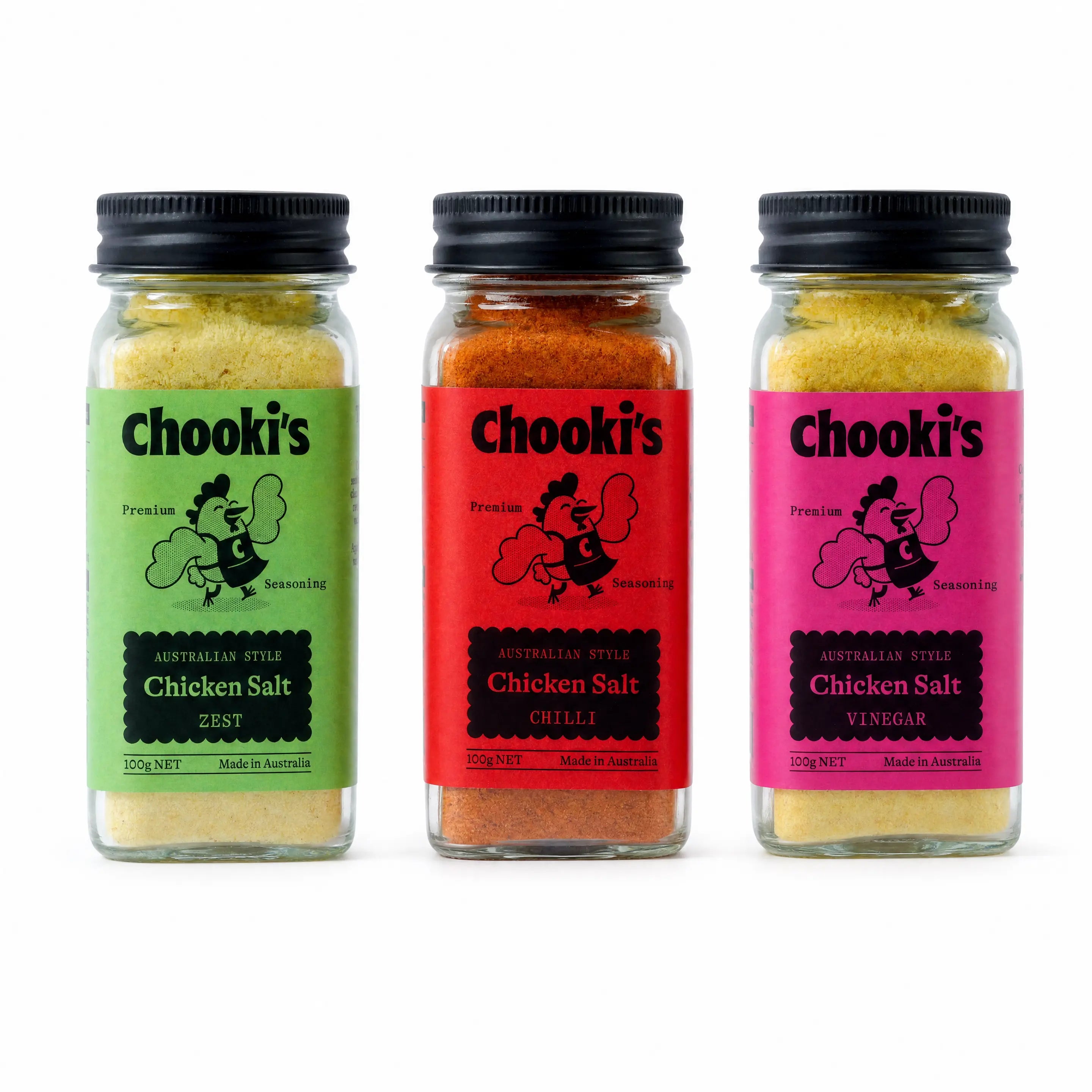 Chooki's Flavoured Chicken Salt Trio - Chilli, Vinegar & Zest