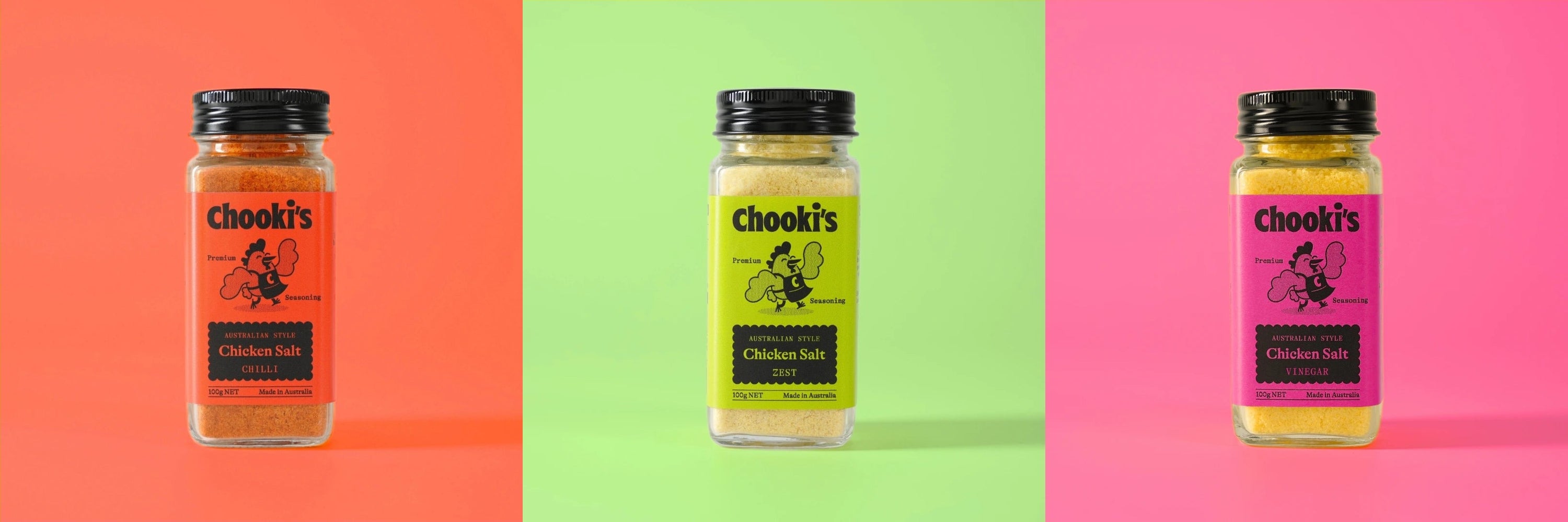 Chooki's Trio chicken salt - Chilli, Zest and Vinegar