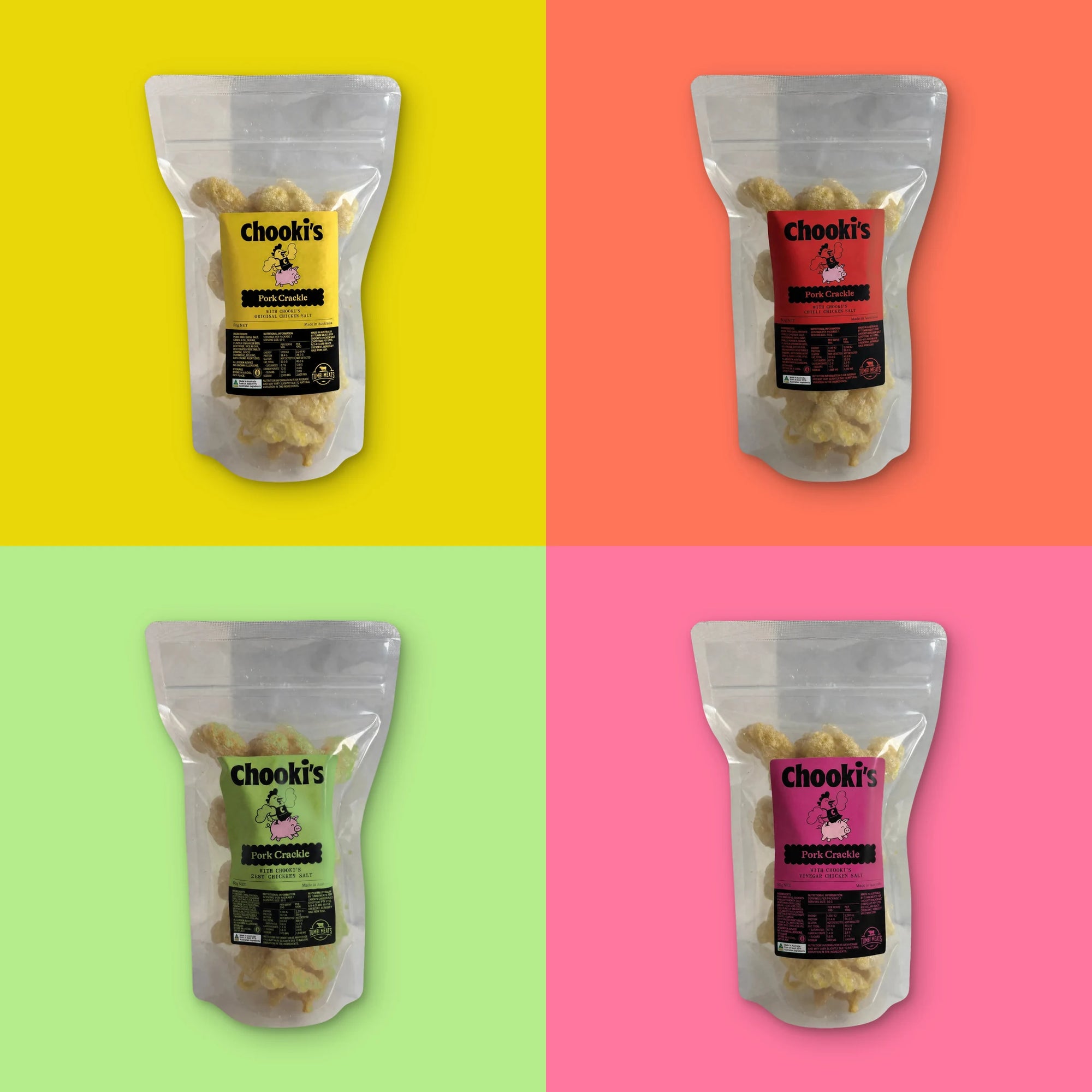 Build Your Own Crackle Pack - all four Chooki's pork crackle flavours